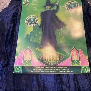Wicked Elphaba Costume NEW Large 10-12 Kids Witch Black Hat Dress